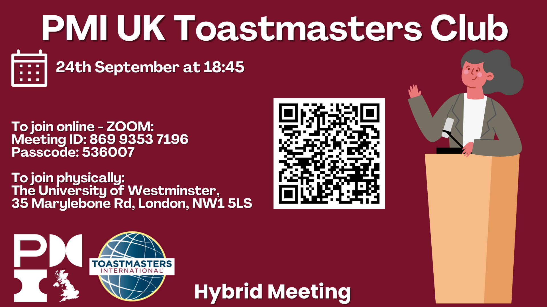 PMI UK Toastmasters. 24th September 2025