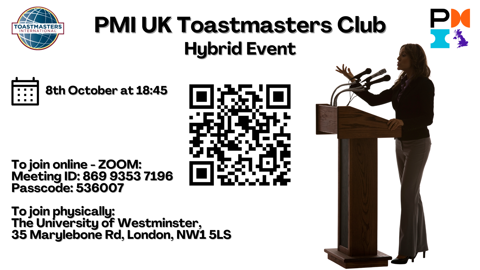PMI UK Toastmasters. 8th October 2025