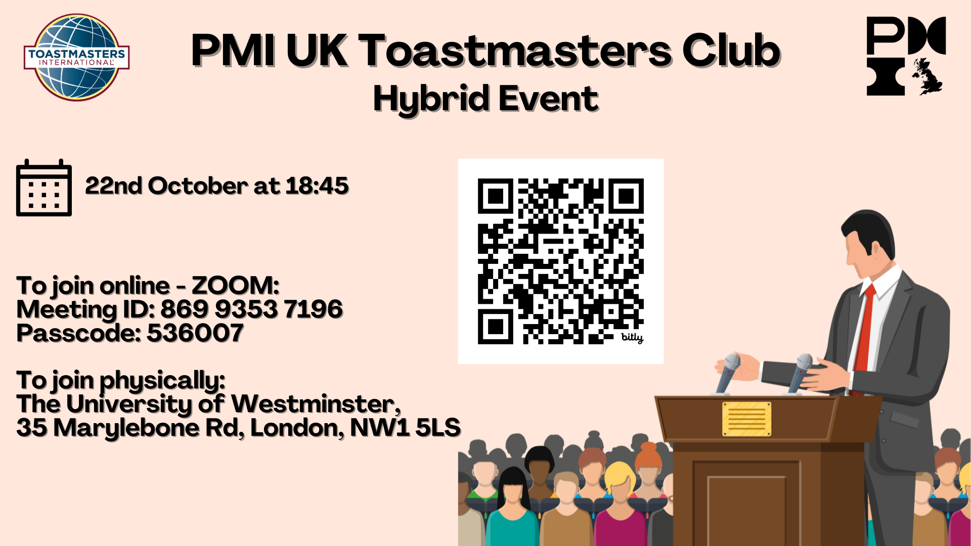 PMI UK Toastmasters. 22nd October 2025