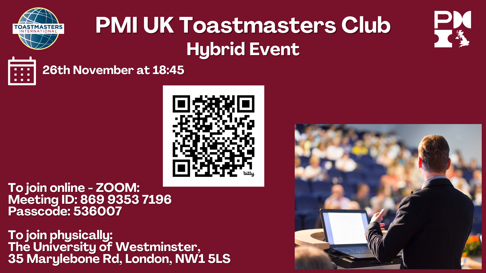 PMI UK Toastmasters. 26th November 2025