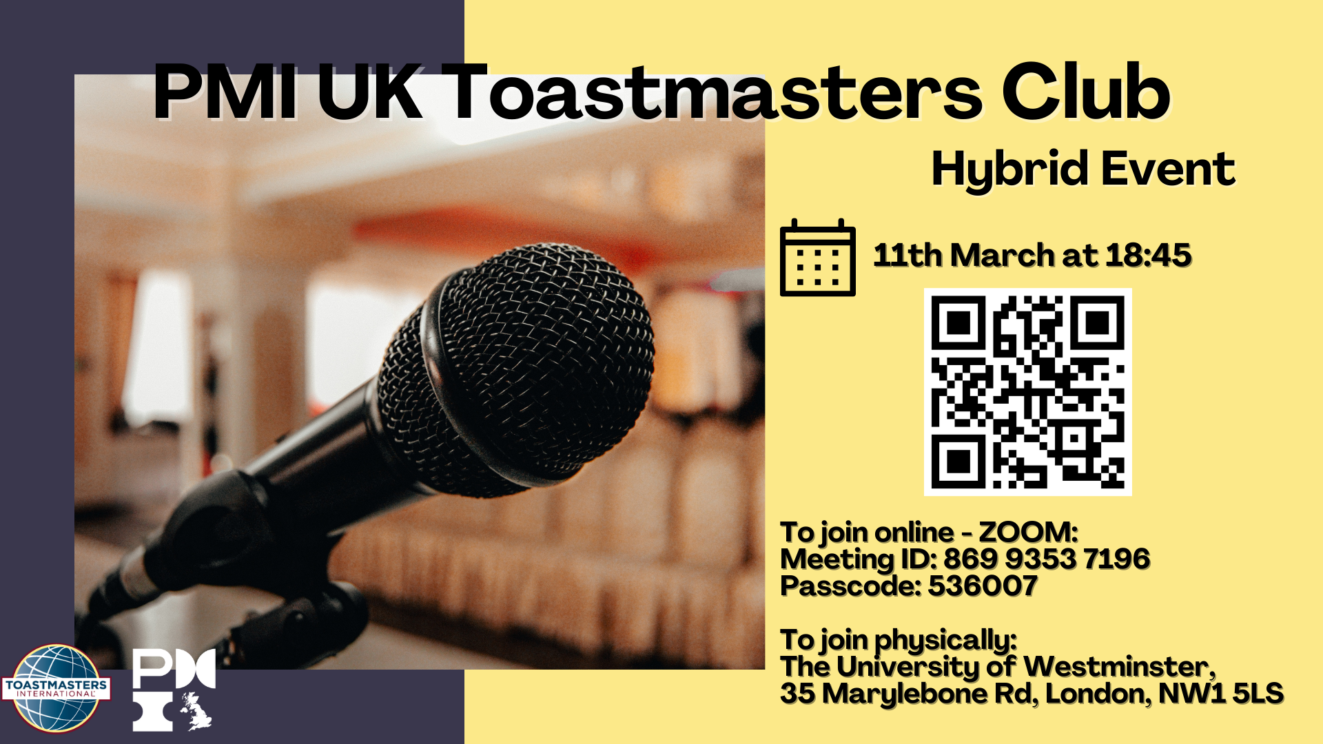 PMI UK Toastmasters. 11th March 2026