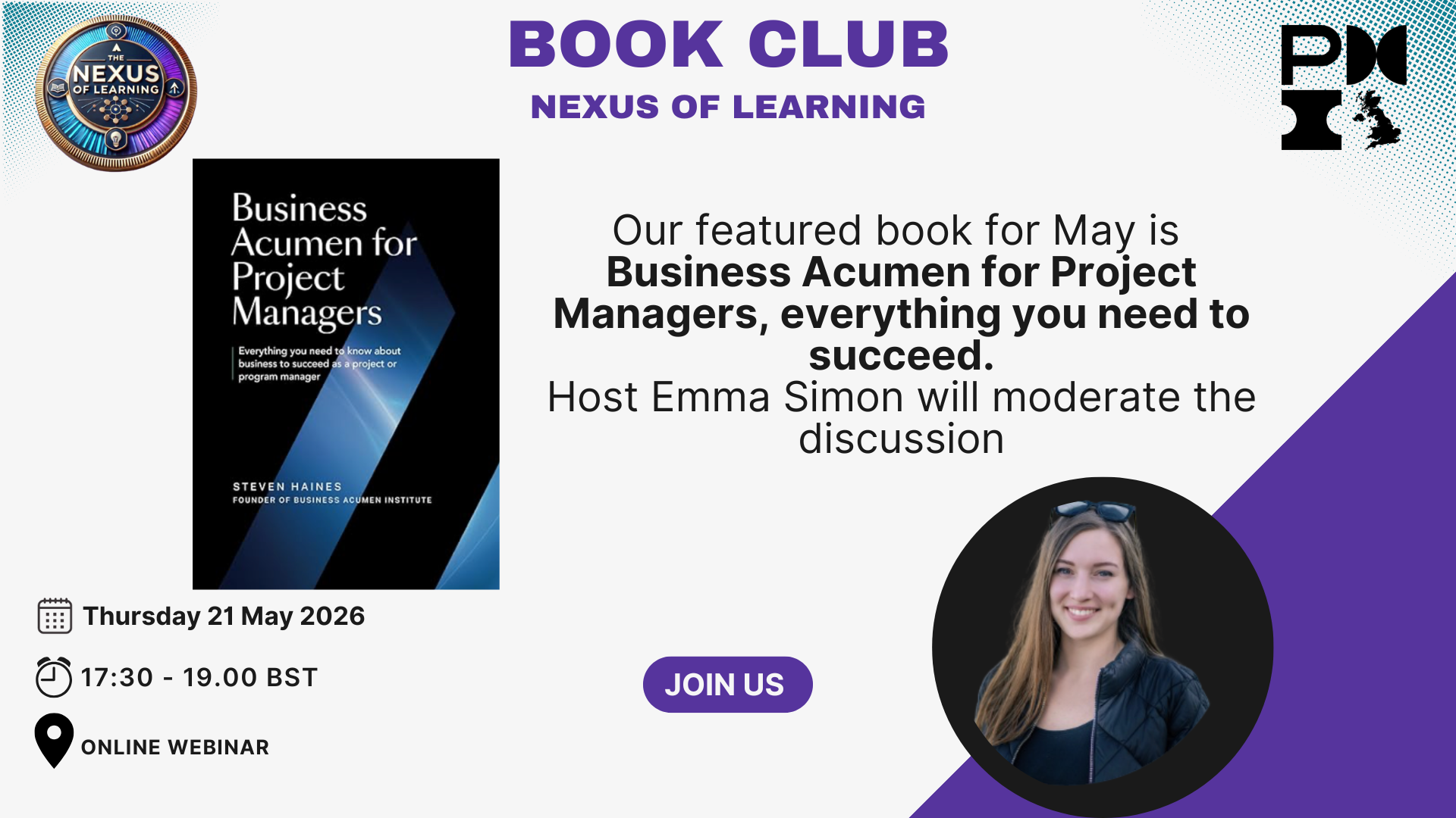PMI Nexus of Learning Online Book Club – May Edition. Hosted by PMI Germany. 21st May 2026