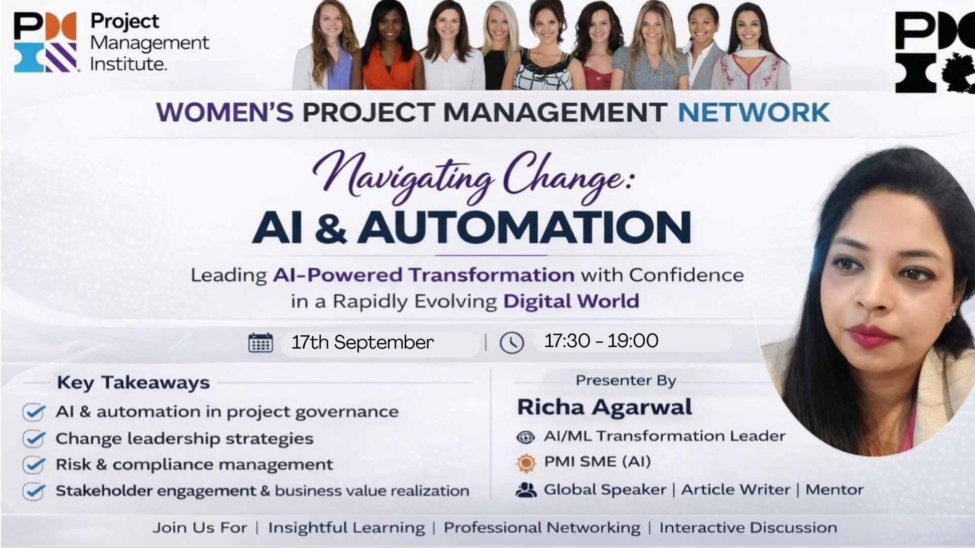 Women in Projects Webinar, hosted by PMI Germany: Navigating Change: AI & Automation. 17th September 2026