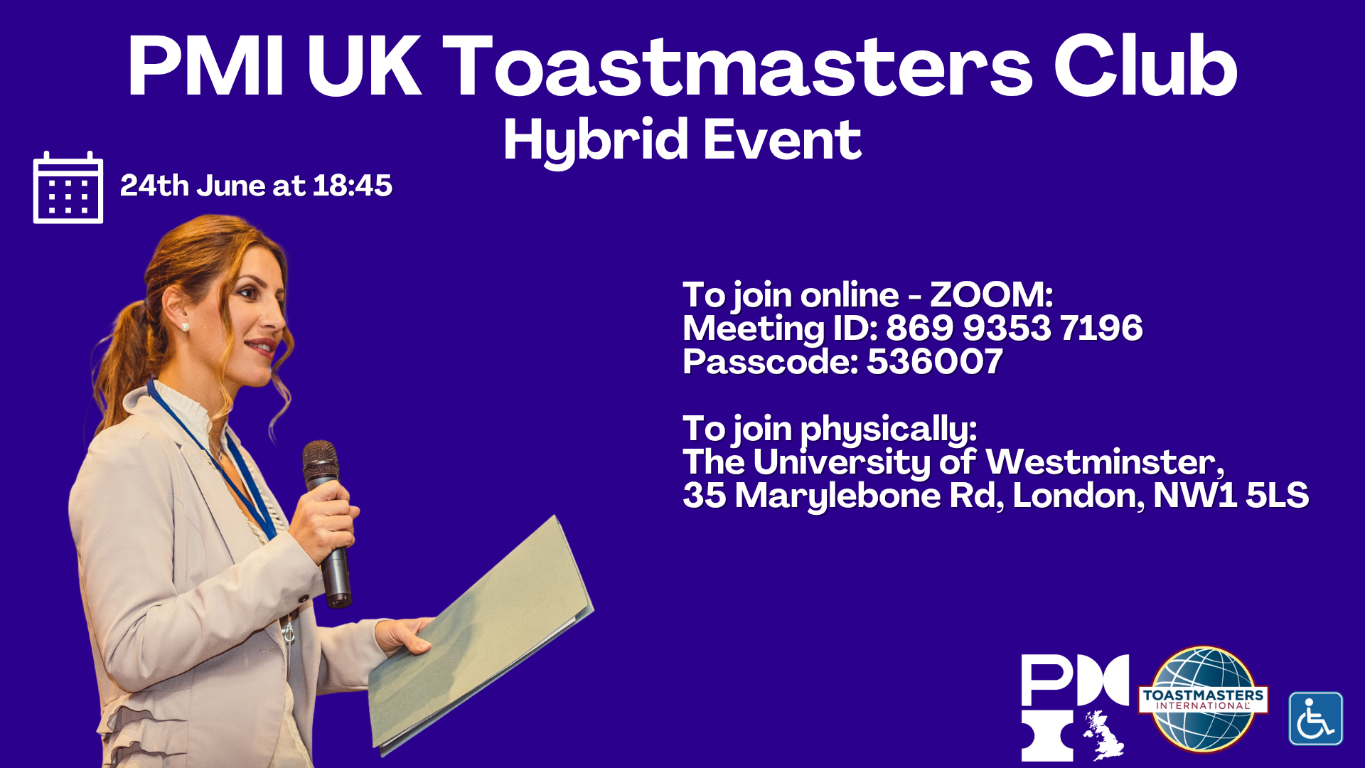 PMI UK Toastmasters. 24th June 2026